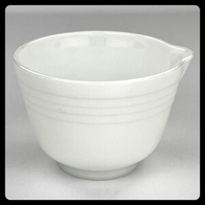 Vintage White Milk Glass Mixing Bowl 6" Pour Spout Ribbed Art Deco Style #20
